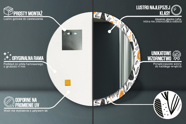 Kerek tükör díszítéssel Papaya minta