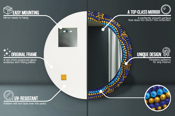 Kerek tükör nyomtatott kerettel Dekoratív kompozíció