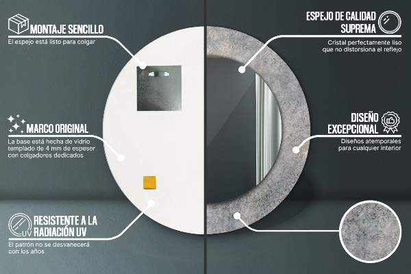 Kerek dísztükör Vintage beton