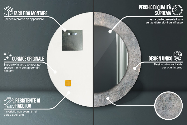 Kerek dísztükör Vintage beton