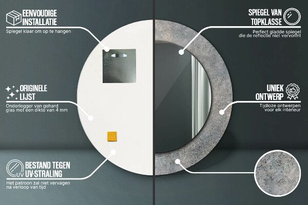 Kerek dísztükör Vintage beton