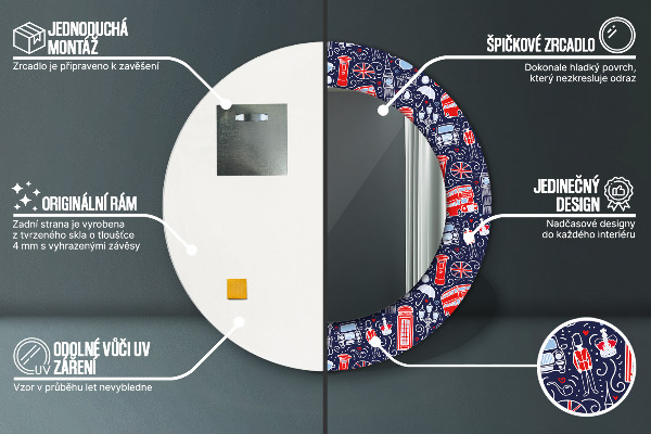 Kerek díszes tükör London szimbólum