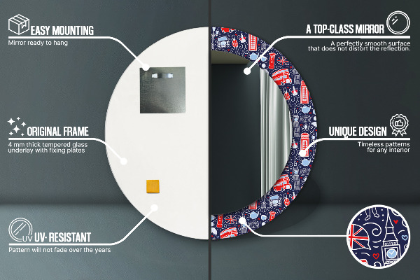 Kerek díszes tükör London szimbólum