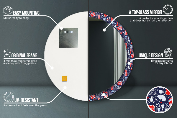 Kerek díszes tükör London szimbólum