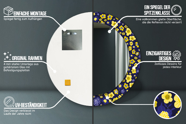 Kerek tükör fali dísz Édes kis virágok