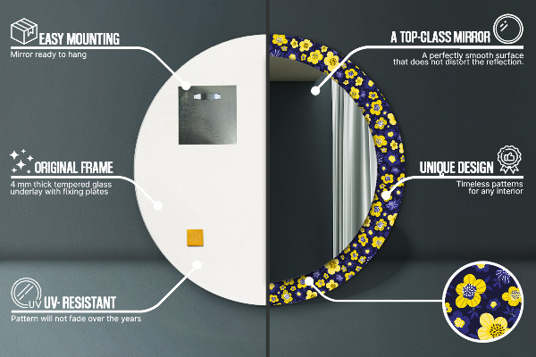 Kerek tükör fali dísz Édes kis virágok