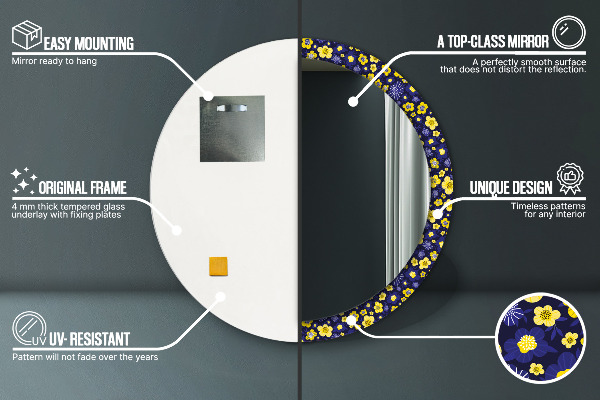 Kerek tükör fali dísz Édes kis virágok