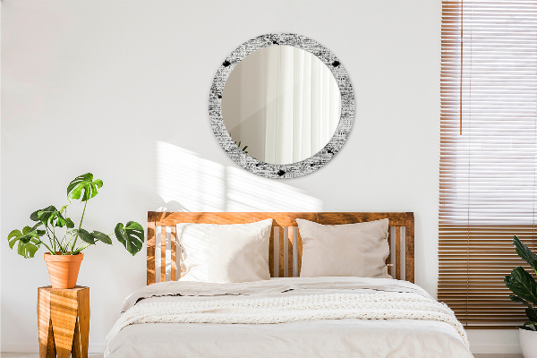 Kerek tükör keret nyomtatással Doodle minta