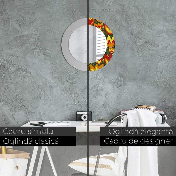 Kerek tükör fali dísz Retro tulipánok