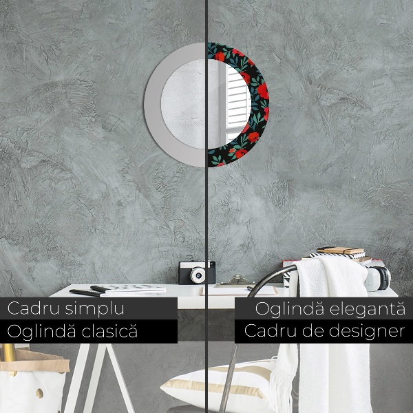 Kerek díszes tükör Piros mák