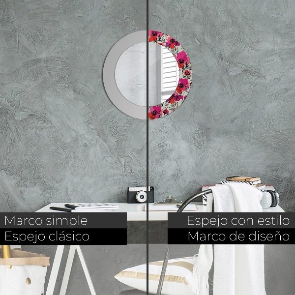 Kerek díszes tükör Rózsaszín mák