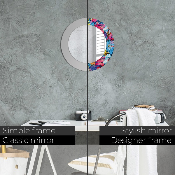 Kerek tükör fali dísz Színes firkák