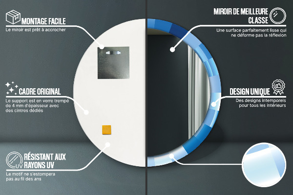 Kerek tükör díszítéssel Absztrakt kék