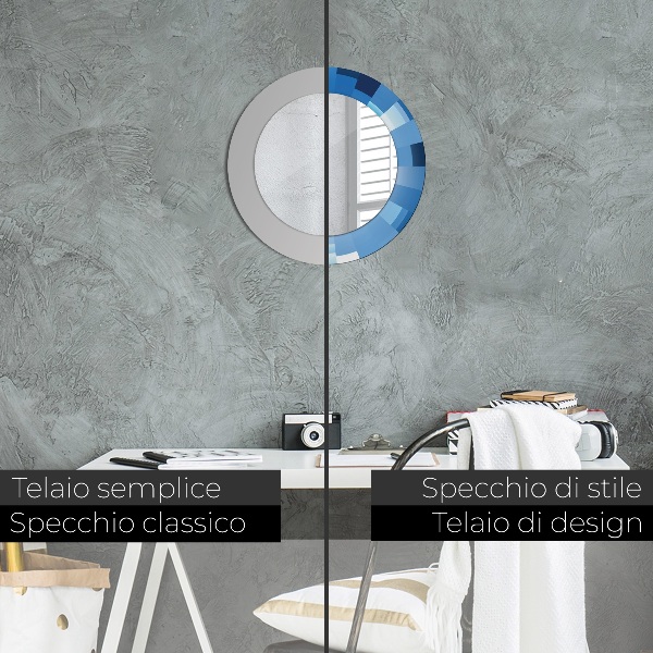 Kerek tükör díszítéssel Absztrakt kék