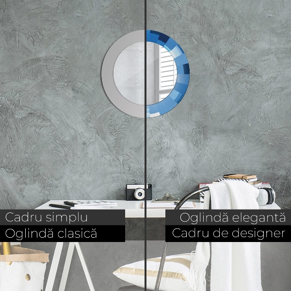 Kerek tükör díszítéssel Absztrakt kék