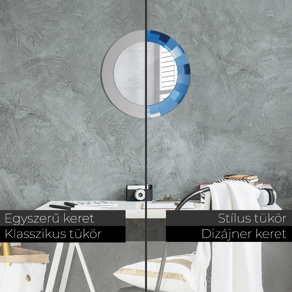 Kerek tükör díszítéssel Absztrakt kék