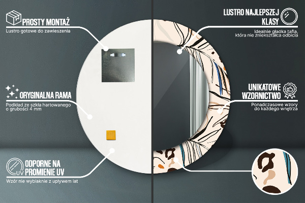 Kerek tükör díszítéssel Dzsungel mintás virágok