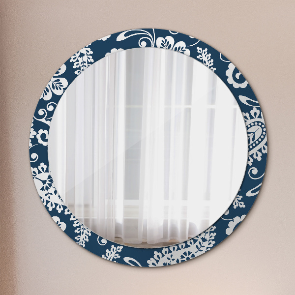 Kerek tükör keret nyomtatással Paisley kompozíció