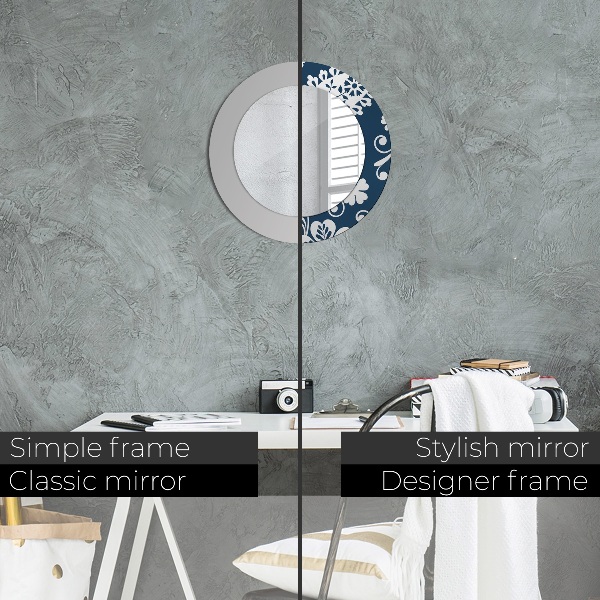 Kerek tükör keret nyomtatással Paisley kompozíció