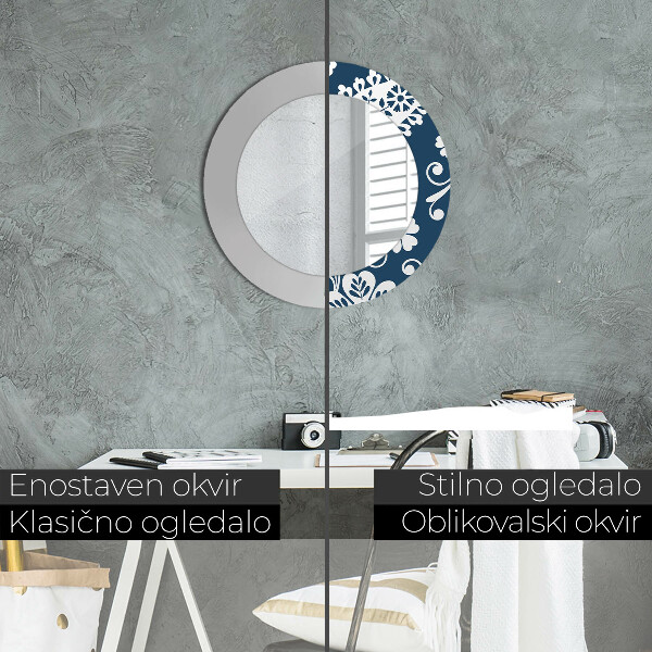 Kerek tükör keret nyomtatással Paisley kompozíció