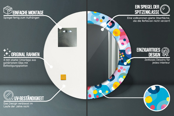 Kerek tükör díszítéssel Színes tövisek