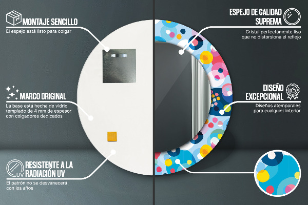 Kerek tükör díszítéssel Színes tövisek