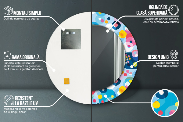 Kerek tükör díszítéssel Színes tövisek