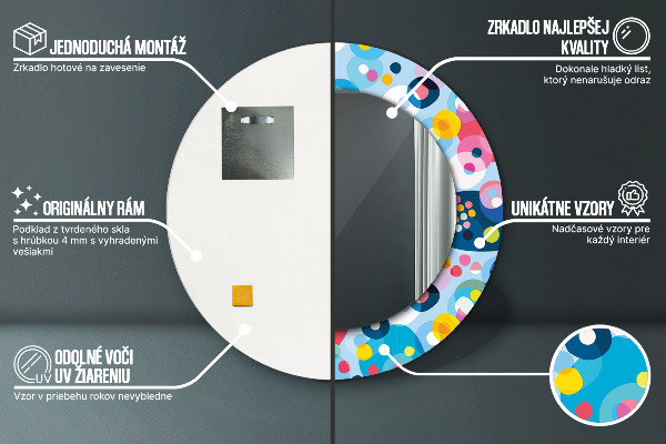 Kerek tükör díszítéssel Színes tövisek