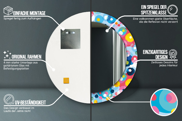 Kerek tükör díszítéssel Színes tövisek