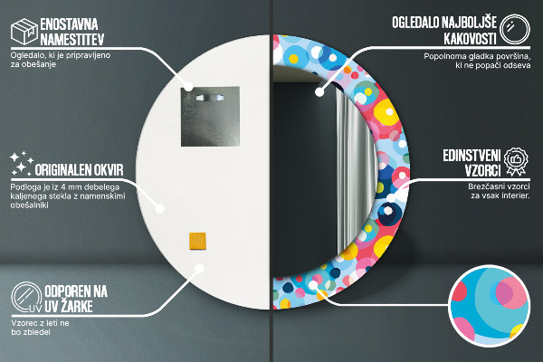 Kerek tükör díszítéssel Színes tövisek