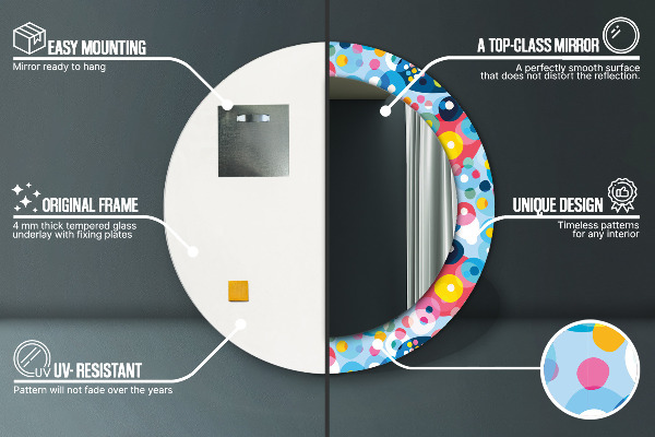 Kerek tükör díszítéssel Színes tövisek