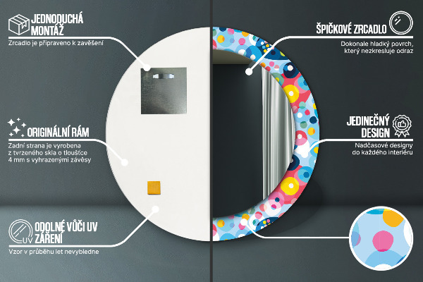 Kerek tükör díszítéssel Színes tövisek