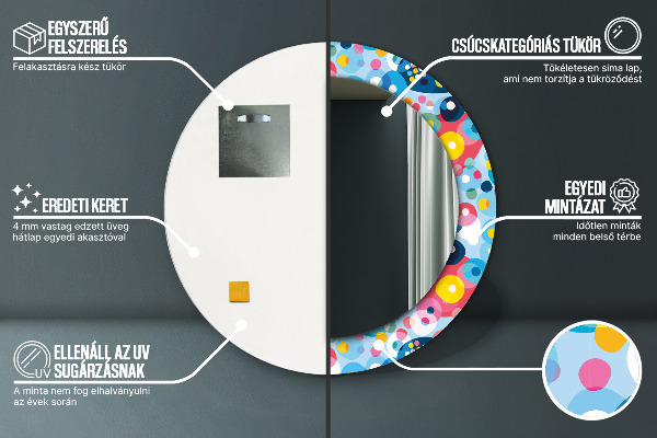 Kerek tükör díszítéssel Színes tövisek