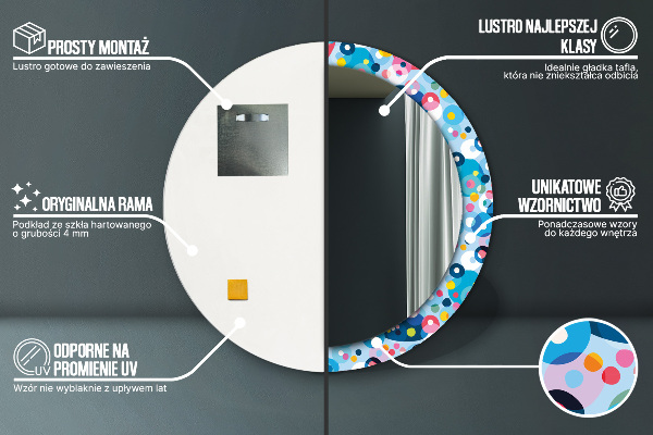 Kerek tükör díszítéssel Színes tövisek