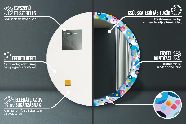 Kerek tükör díszítéssel Színes tövisek