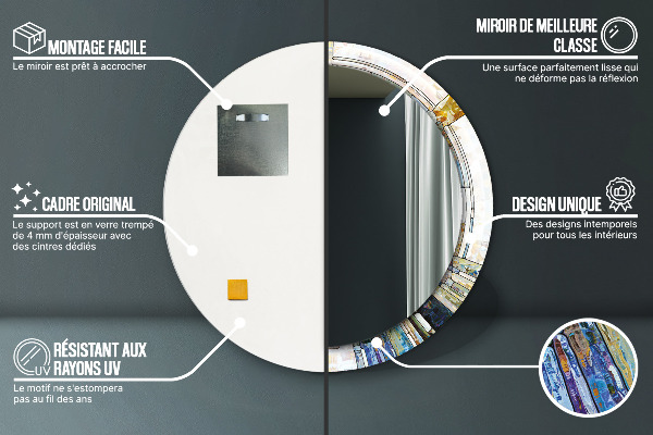 Kerek tükör keret nyomtatással Absztrakt ólomüveg