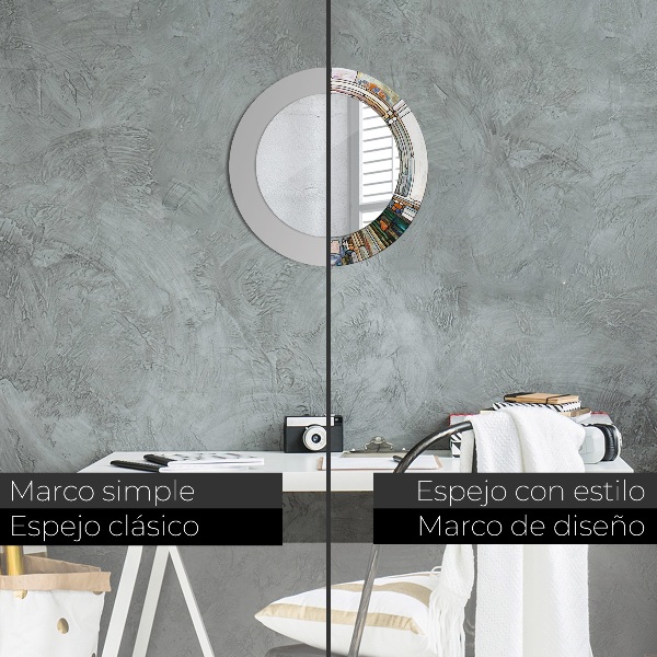 Kerek tükör keret nyomtatással Absztrakt ólomüveg