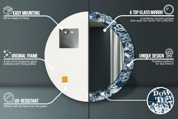 Kerek tükör keret nyomtatással Kollázs