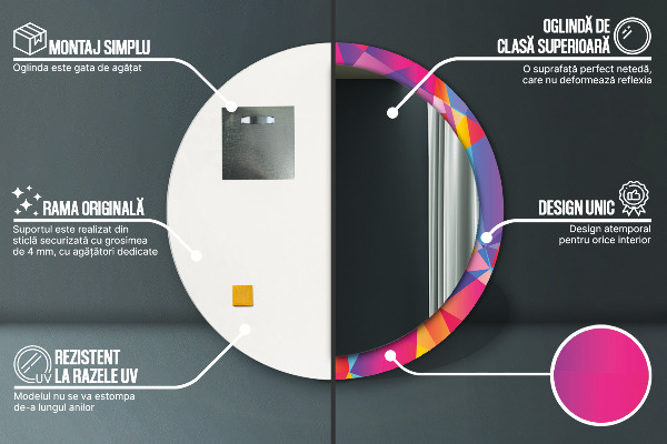 Kerek tükör nyomtatott kerettel Geometriai összetétel