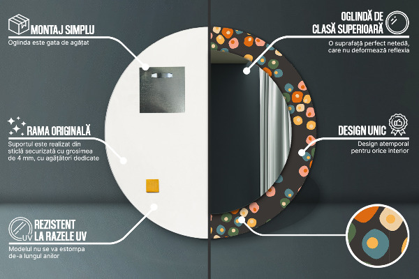 Kerek dísztükör Virág pöttyök