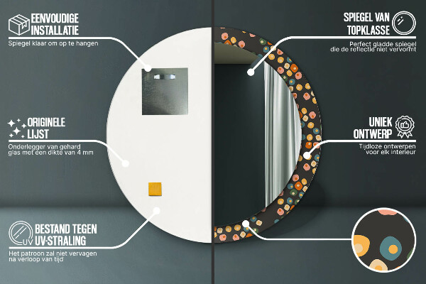 Kerek dísztükör Virág pöttyök