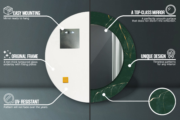 Kerek tükör díszítéssel Finom arany levelek