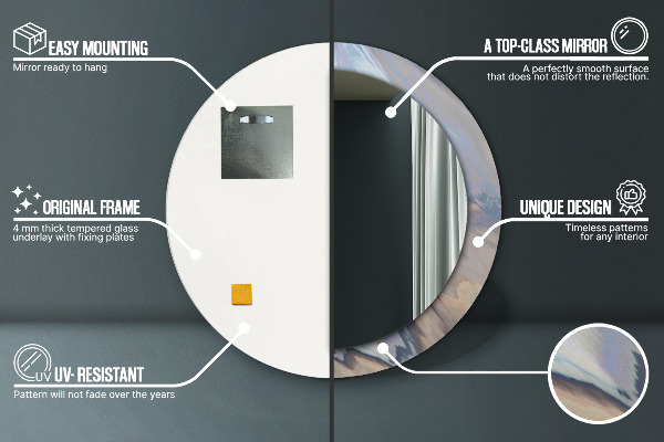 Kerek dísztükör Holografikus textúra