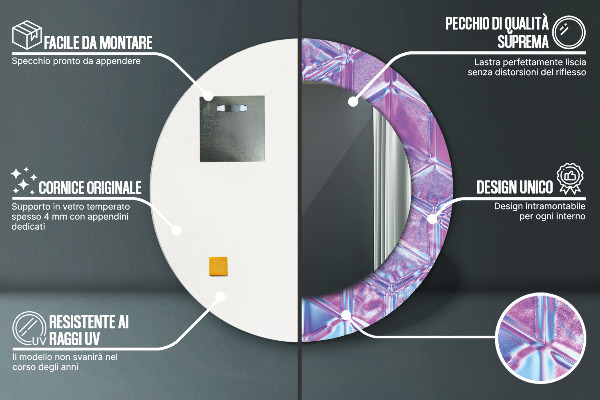 Kerek tükör fali dísz Absztrakt szürreális