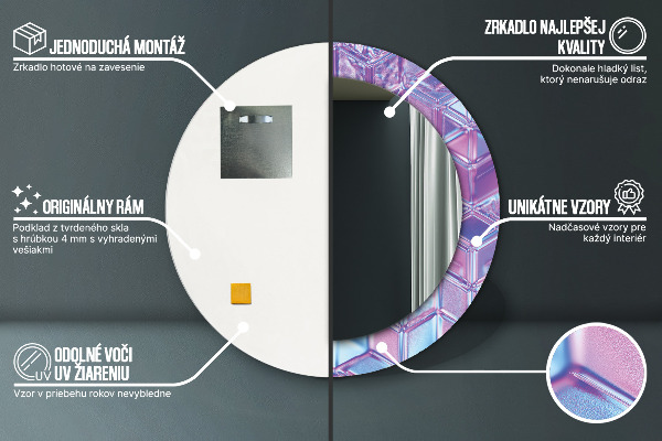 Kerek tükör fali dísz Absztrakt szürreális