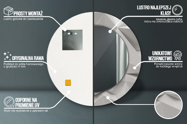 Kerek dísztükör Absztrakt fehér kristály