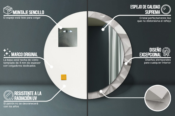 Kerek dísztükör Absztrakt fehér kristály