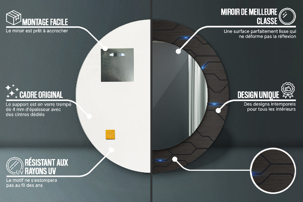 Kerek tükör nyomtatott kerettel Futurisztikus absztrakt