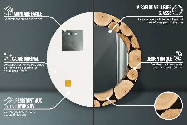 Kerek dísztükör Fa rönkök