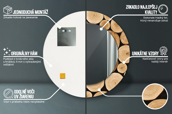 Kerek dísztükör Fa rönkök